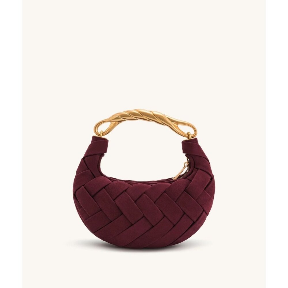 JW Pei Orla Weave Handbag in Claret With Gold Handle